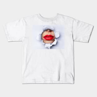 Red Lips Ripped Kids T-Shirt